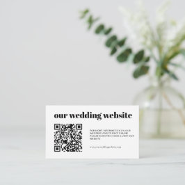 Tarjeta De Recepción Sencillo Boda de código QR elegante en blanco y ne