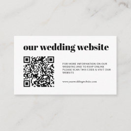 Tarjeta De Recepción Sencillo Boda de código QR elegante en blanco y ne