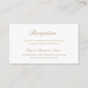Tarjeta De Recepción Sencillo Boda formal de oro elegante