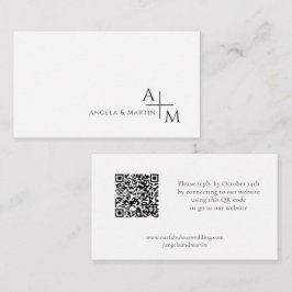 Tarjeta De Recepción Sencillo código QR en blanco negro RSVP