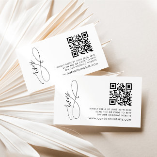 Tarjeta De Recepción Sencillo código QR moderno en blanco y negro RSVP
