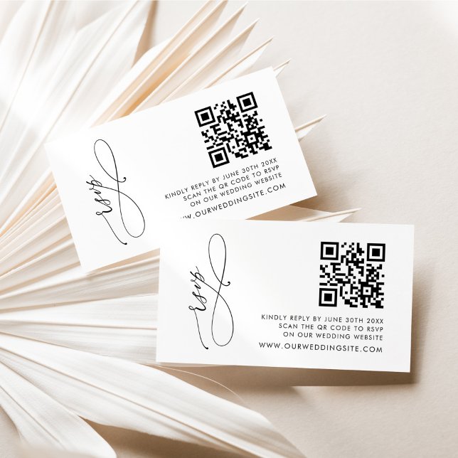 Tarjeta De Recepción Sencillo código QR moderno en blanco y negro RSVP (Subido por el creador)