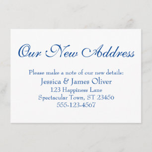 Tarjeta De Recepción Sencillo, elegante nuestra nueva dirección azul os