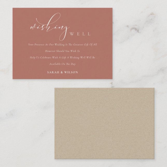 Tarjeta De Recepción Sencillo guión de Boda de óxido de terracota desea (Anverso / Reverso)