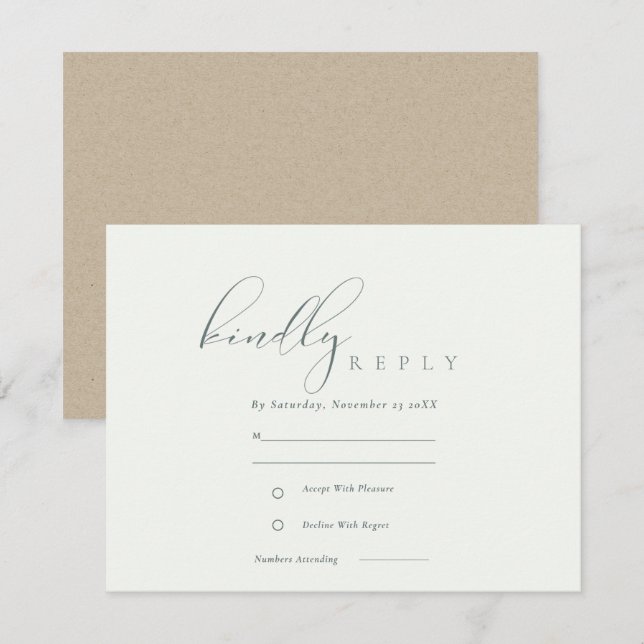 Tarjeta De Recepción Sencillo guión elegante de la boda blanca y negra  (Anverso / Reverso)