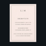 Tarjeta De Recepción Sencillo matrimonio elegante de monograma rosa Rub<br><div class="desc">Tarjeta de gabinete simple Boda con un diseño moderno y elegante con su monograma de dos letras en la parte superior junto con la información de recepción rodeada de un borde delgado. Todos los elementos de diseño están en gris sobre un fondo rosa y se pueden cambiar en la herramienta...</div>