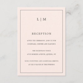 Tarjeta De Recepción Sencillo matrimonio elegante de monograma rosa Rub