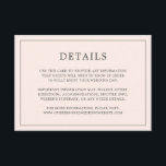 Tarjeta De Recepción Sencillo matrimonio elegante de monograma rosa Rub<br><div class="desc">Una sencilla tarjeta de gabinete boda con un diseño moderno y elegante con sus detalles rodeados de un delgado borde. Todo el texto está en gris sobre un fondo rosa de color negro. Las fuentes y los colores de fondo pueden cambiarse a los colores que desee pulsando el botón "personalizar"....</div>