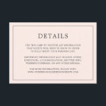 Tarjeta De Recepción Sencillo matrimonio elegante de monograma rosa Rub<br><div class="desc">Una sencilla tarjeta de gabinete boda con un diseño moderno y elegante con sus detalles rodeados de un delgado borde. Todo el texto está en gris sobre un fondo rosa de color negro. Las fuentes y los colores de fondo pueden cambiarse a los colores que desee pulsando el botón "personalizar"....</div>