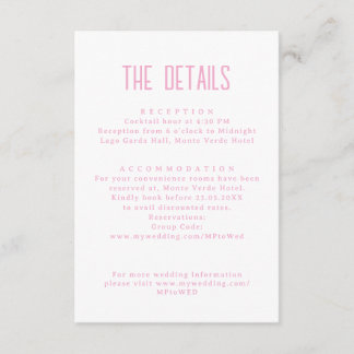 Tarjeta De Recepción Sencillo Moderno Ligero Elegante Rosa Boda