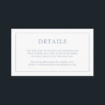 Tarjeta De Recepción Sencillo y turbio Monograma Azul Elegante Boda<br><div class="desc">Simple tarjeta de gabinete boda pequeña con un diseño moderno y elegante con sus detalles rodeados por un borde delgado y su monograma en la parte posterior. Todos los elementos de diseño están en azul polvoriento y pueden cambiarse en la herramienta de edición de diseño. Una moda y un diseño...</div>