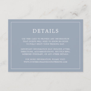 Tarjeta De Recepción Sencillo y turbio Monograma Azul Elegante Boda