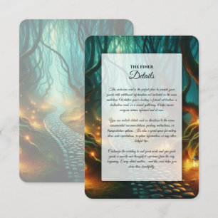Tarjeta De Recepción Sendero de Linternas en Bosque Torcido para Bodas