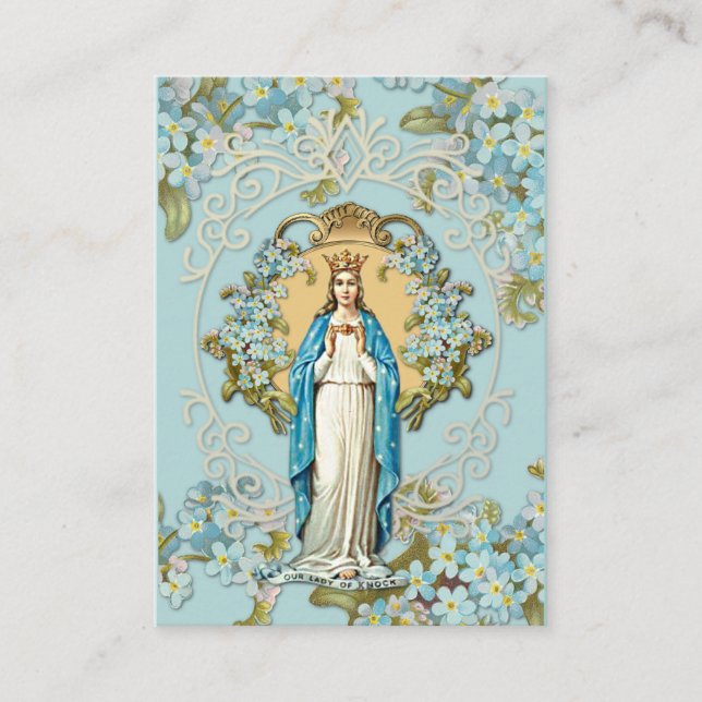 Tarjeta De Recepción Señora de Knock Virgen María Oración Floral (Anverso)