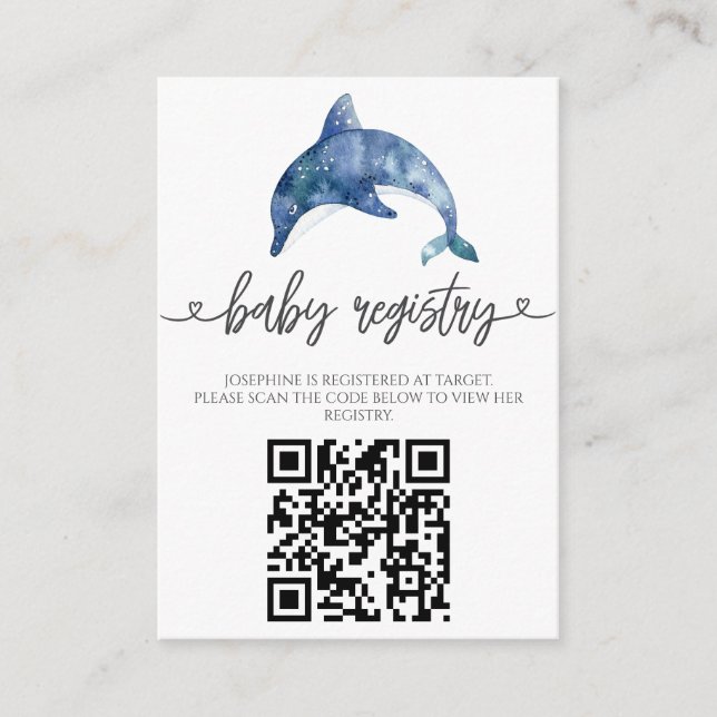 Tarjeta De Recepción Seo Life Dolphin Baby Ducha (Anverso)