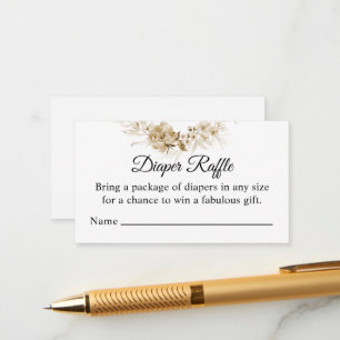 Tarjeta De Recepción Sepia Floral Drop, Diaper Raffle Baby Shower