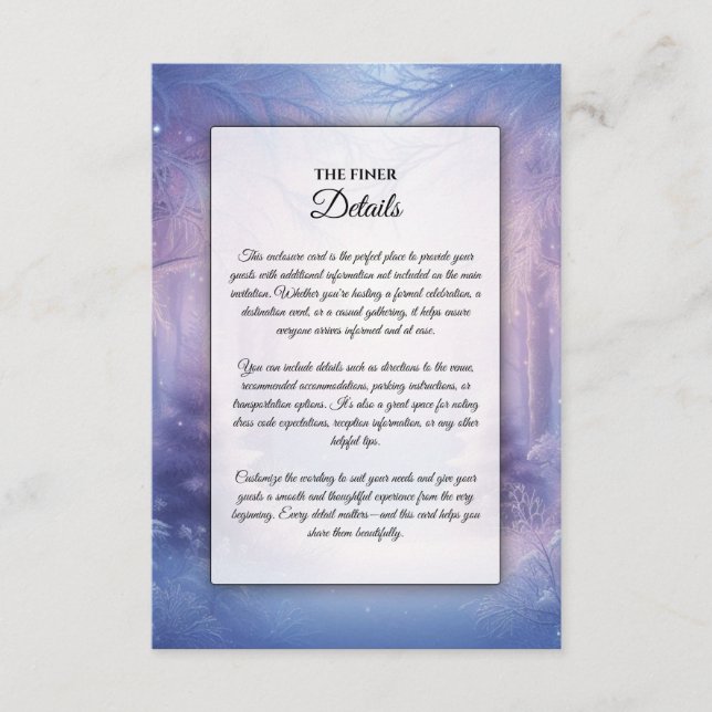 Tarjeta De Recepción Serenade de nieve de invierno de Lavender (Anverso)