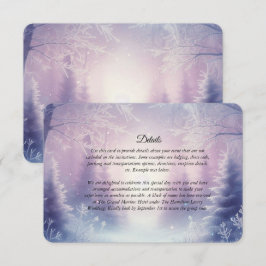 Tarjeta De Recepción Serenata de Nieve de Invierno de Lavanda Boda