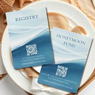 Tarjeta De Recepción Serene Blue Abstract Beach Wedding Registry