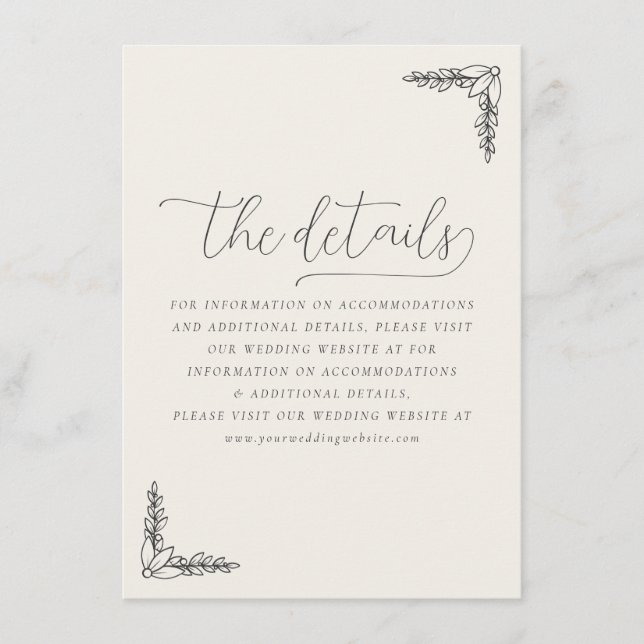 Tarjeta De Recepción Serene Off-White Botanical Elegancy (Anverso)