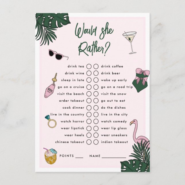 Tarjeta De Recepción Sería Más Bien Retro Resort Bachelorette (Anverso)