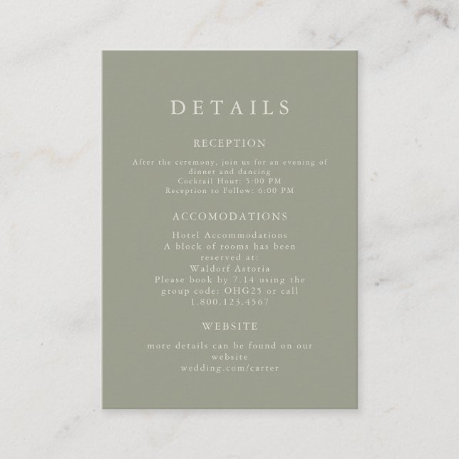 Tarjeta De Recepción Serif Elegant Modern Wedding Invitation (Anverso)