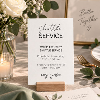 Tarjeta De Recepción Servicio de Lanzadera Minimalista Fiesta de Boda M