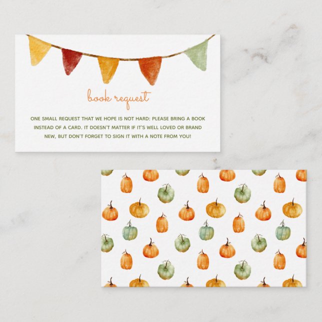 Tarjeta De Recepción Sexo de calabaza Solicitud de un libro de Baby Sho (Anverso / Reverso)