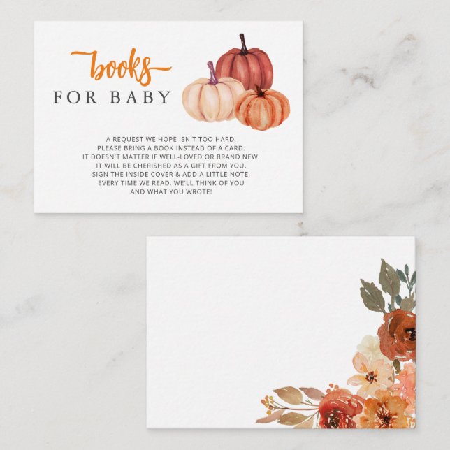 Tarjeta De Recepción Sexo de calabaza Solicitud de un libro de Baby Sho (Anverso / Reverso)