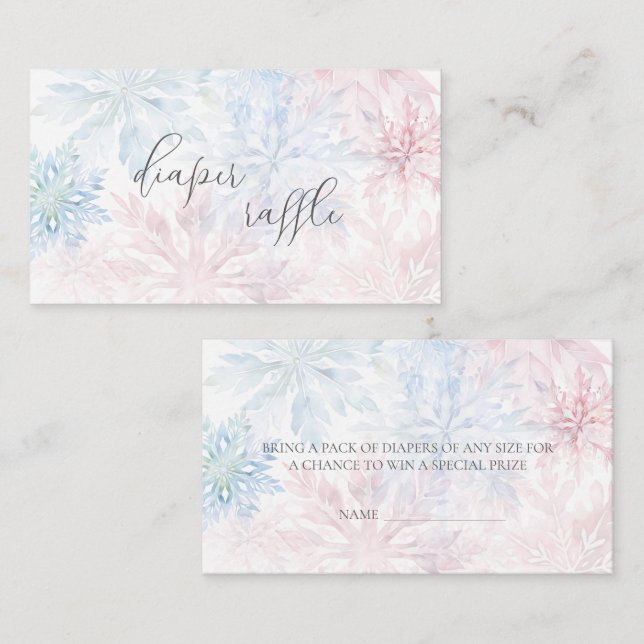 Tarjeta De Recepción Sexo de copo de nieve azul rosa revelar pañal (Anverso / Reverso)