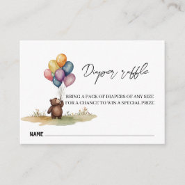 Tarjeta De Recepción Sexo del oso Bebé Neutral DuchaDiaper Raffle