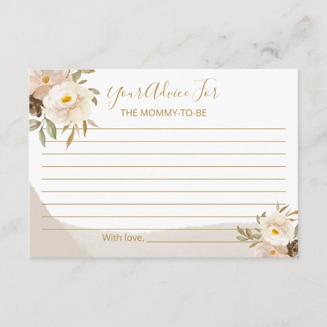 Tarjeta De Recepción Sexo floral Consejos Neutrales de Baby Shower (Anverso)