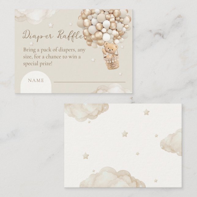 Tarjeta De Recepción Sexo Oso Neutral Baby Shower Diaper Raffle (Anverso / Reverso)