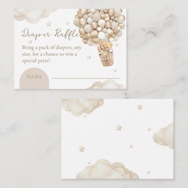 Tarjeta De Recepción Sexo Oso Neutral Baby Shower Diaper Raffle (Anverso / Reverso)
