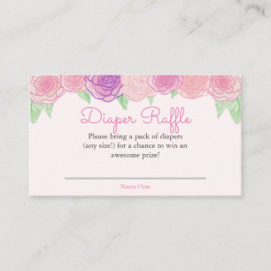 Tarjeta De Recepción Shabby Floral Rosa Baby Shower Diaper Raffle