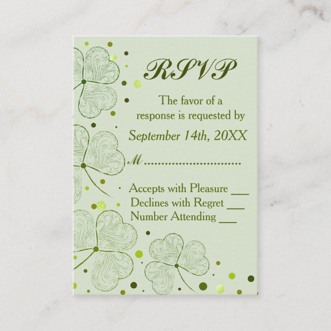 Tarjeta De Recepción Shamrock Polka Dots Wedding RSVP 2 (Anverso)
