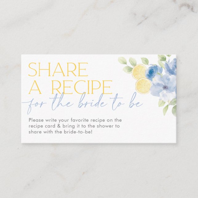 Tarjeta De Recepción Share a recipe card Main Squeeze Bridal Shower (Anverso)