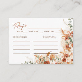 Tarjeta De Recepción Share Recipe Boho Terracotta Floral Bridal Shower
