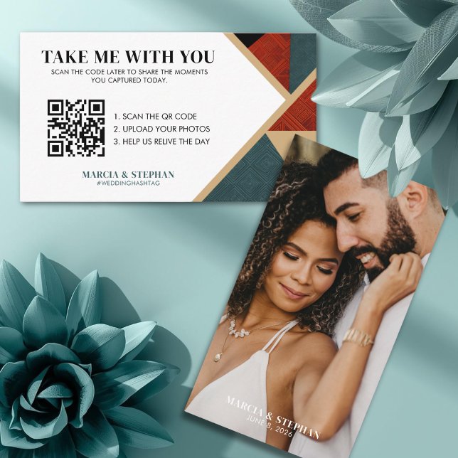 Tarjeta De Recepción Share The Memories QR Code Wedding Card (Share The Memories QR Code Guest Card)