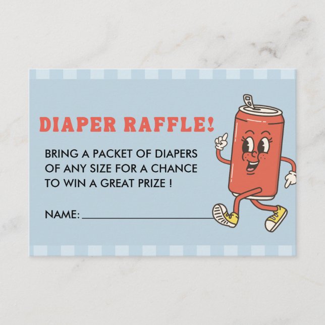 Tarjeta De Recepción She Is Ready To Pop Blue Gingham Diaper Raffle (Anverso)