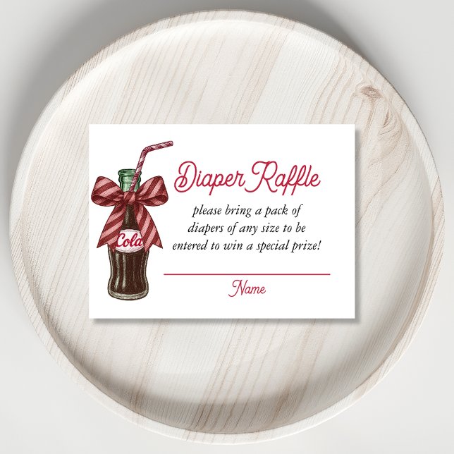 Tarjeta De Recepción She’s Ready to Pop Cola Bottle Diaper Raffle  (She’s Ready to Pop Cola Bottle Diaper Raffle Enclosure Card)