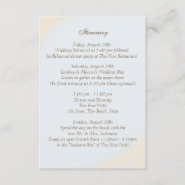 Tarjeta De Recepción Shell Beach Sea Shore Boda Intinerary