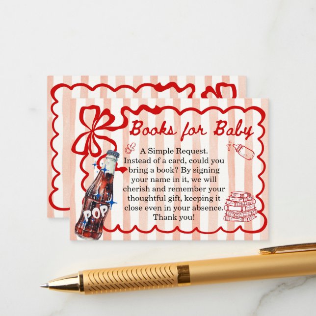 Tarjeta De Recepción She's Ready to Pop Baby Shower Books for Baby (Anverso/Reverso In Situ)