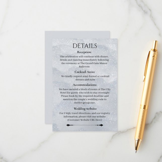 Tarjeta De Recepción Shimmering Filigree Details Card  (Anverso/Reverso In Situ)