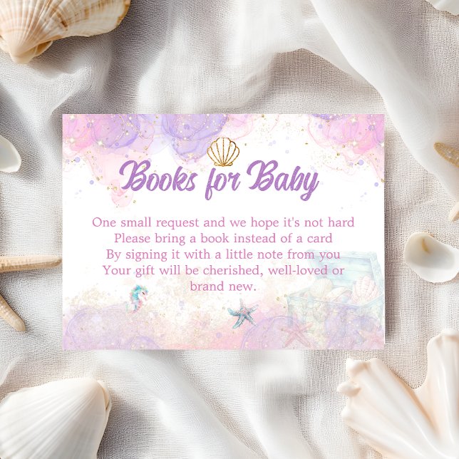 Tarjeta De Recepción Shimmering Seashell Mermaid Book Request Girl (Subido por el creador)