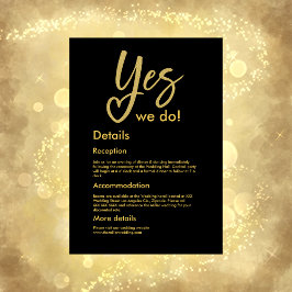 Tarjeta De Recepción Sí, hacemos elegante Boda de oro negro