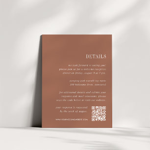 Tarjeta De Recepción Sienna Rust   Detalles del Boda todo en uno
