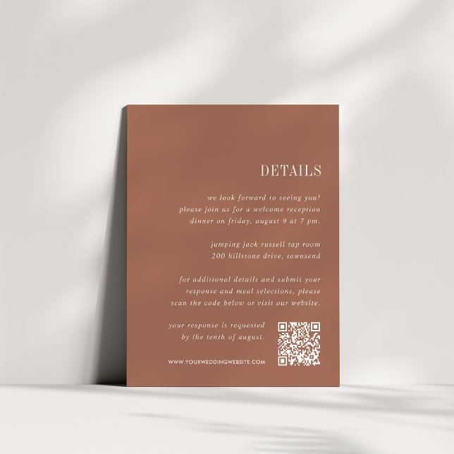 Tarjeta De Recepción Sienna Rust | Detalles del Boda todo en uno (Subido por el creador)