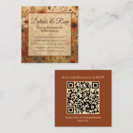 Tarjeta De Recepción Sienna Wildflowers Wedding Details & RSVP QR Code
