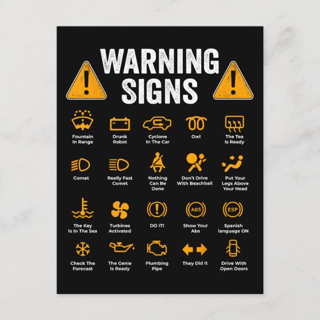 Tarjeta De Recepción Signos de advertencia de conducción divertidos 101 (Anverso)